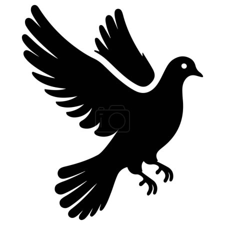Pigeon flying silhouette vector illustration.