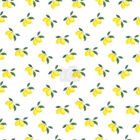 Photo for Watercolor seamless pattern with yellow lemon branch isolated on white background. Illustration for textures, wallpapers, fabrics. - Royalty Free Image