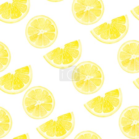 Photo for Watercolor seamless pattern with yellow lemon fruits. Whole and slice lemons. Illustration for design, textile, fabric, wrapping paper, napkin - Royalty Free Image