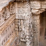 Sculptural beauty on the inner walls and pillars of Rani ki Vav - Step Well Patan, Gu8jarat, India