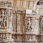 Exterior wall carved at Sun temple Modhera, Gujarat, India