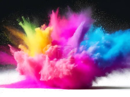 Colorful mixed rainbow powder explosion isolated 
