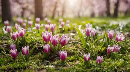 Natürlicher Hintergrund Frühlingsdekoration. Schöne Blumen Draufsicht Hintergrund Tapete. 
