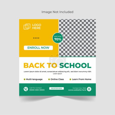Back to school admission social media post banner design template