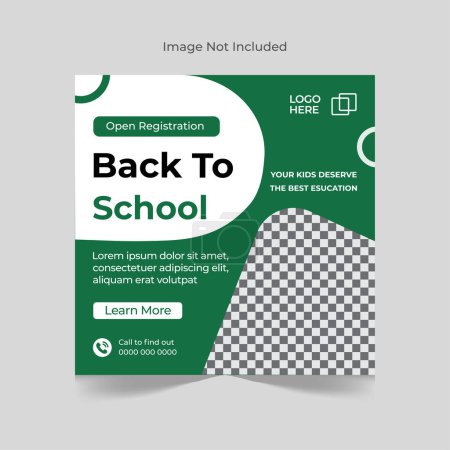 Back to school admission social media post banner design template