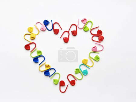 Small Heart Shape Created with Colorful Knitting Markers