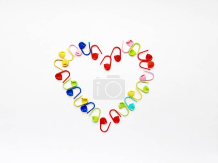 Small Heart Shape Created with Colorful Knitting Markers