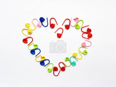 Heart Shape Created with Colorful Knitting Markers