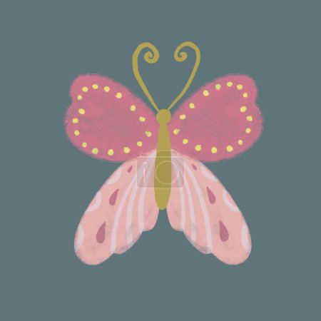 Ilustración de insectos mariposa. Niños y naturaleza libro imagen.