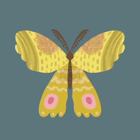 Moth mariposa ilustración sobre el fondo oscuro.