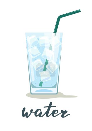 Ilustración de Un vaso de agua. Bebida de verano. - Imagen libre de derechos