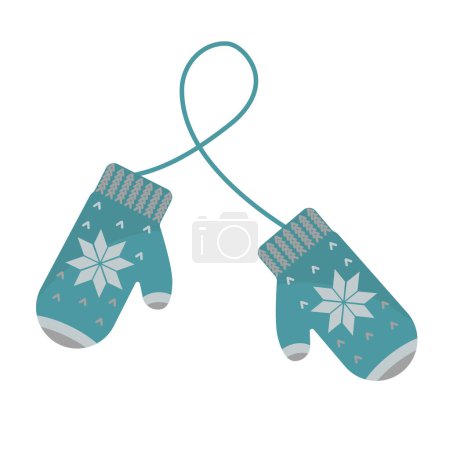 Illustration for Blue mittens. Warm winter accessories - Royalty Free Image