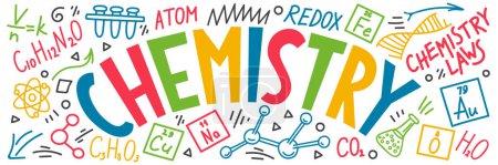 Illustration for Chemistry doodles with lettering - Royalty Free Image