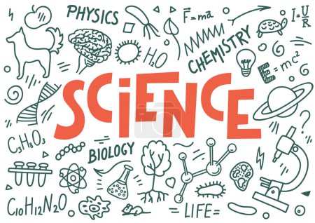 Illustration for Science doodles with lettering - Royalty Free Image