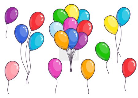 Illustration for Flying balloons on white background. - Royalty Free Image