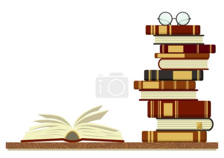 Ilustración de Una pila de libros. Educación, conceptos científicos. - Imagen libre de derechos