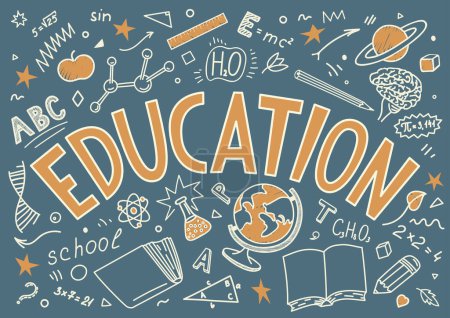 Illustration for Education. Hand drawn sketches and lettering. - Royalty Free Image