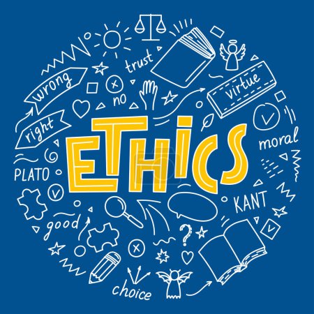 Ethics. Lettering with doodle.