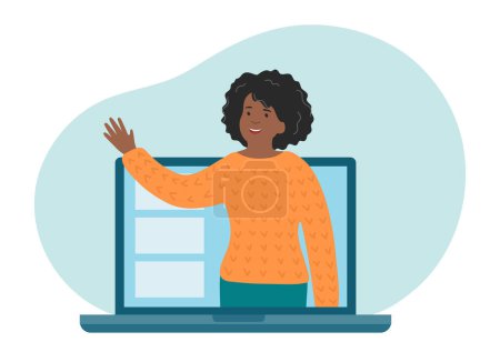 Illustration for Online remote education. Woman on the screen - Royalty Free Image