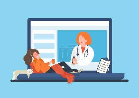 Online-Gesundheitsfürsorge. Ärztliche Beratung am Laptop.