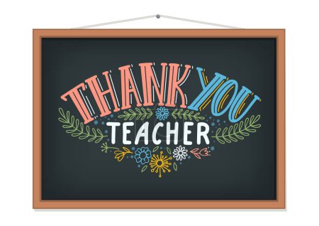 Illustration for Thank You Teacher. Lettering on blackboard. - Royalty Free Image