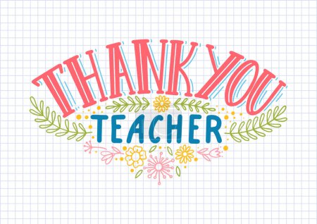 Illustration for Thank You Teacher. Lettering on cell paper. - Royalty Free Image