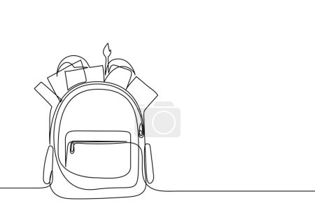 Illustration for Opened backpack with stationery. - Royalty Free Image
