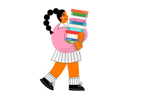 Téléchargez les illustrations : Fille tenant pile de livres
. - en licence libre de droit