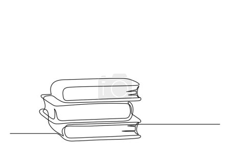 Stack of books. Continuous line drawing.