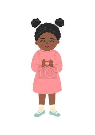Illustration for Little african child making heart shape. - Royalty Free Image