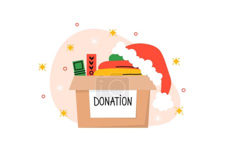 Christmas donation. Cute christmas donation box. Vector illustration.