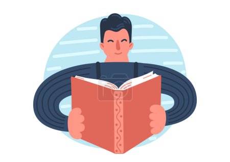 Illustration for Man reading book on white background - Royalty Free Image