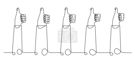 Illustration for Hands with thumbs up. Continuous line drawing. - Royalty Free Image