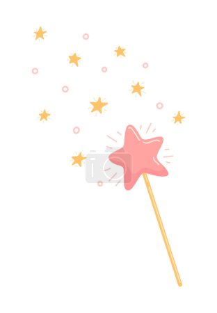 Pink magic wand with stars 