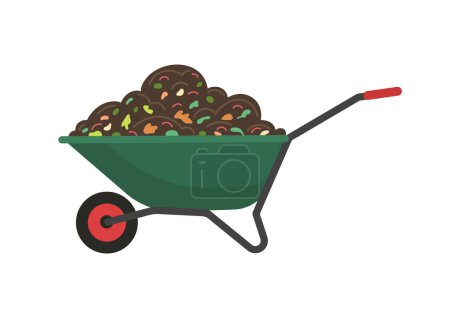 Wheelbarrow full of compost with worms