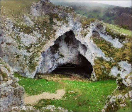 Grotto and rock arch in the Sierra de Urbasa natural park, Navarra