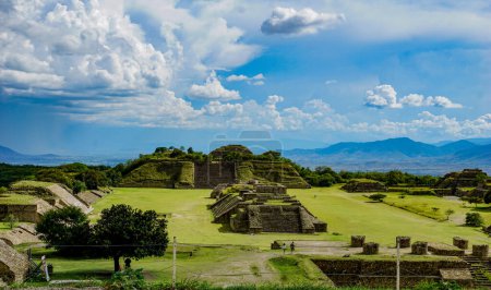 The Central Plaza of Monte Alban as looking south from the Northern Plaza.