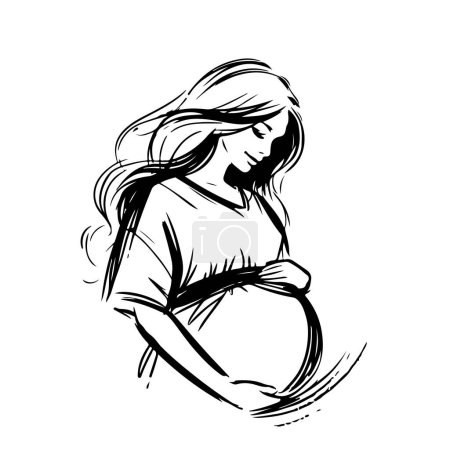 Silhouette of a beautiful pregnant woman. flat vector illustration