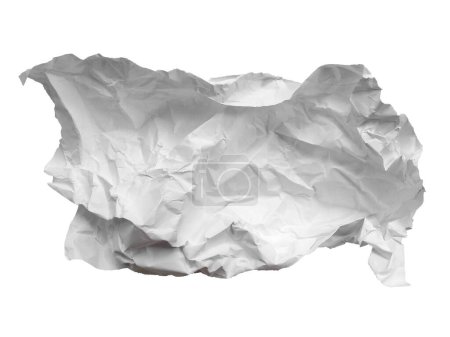 Foto de Textura de papel arrugado. Textura de papel blanco arrugado para el fondo. Pelota de papel desgarrado o arrugado aislada sobre fondo blanco - Imagen libre de derechos