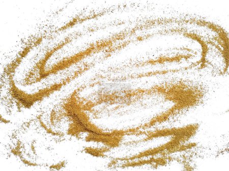 Foto de Wood sawdust on white background. Pile of wood shavings and wood powder isolated on white background - Imagen libre de derechos
