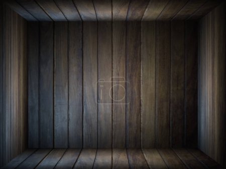 Photo for Texture dark floor with wood wall. Gray and black background. Studio background with wooden wall. Empty room with dark color. Elegant and beautiful studio background - Royalty Free Image