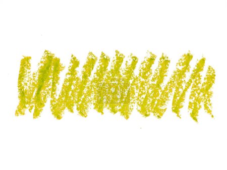 Foto de Textura garabato de crayón amarillo. Punto pastel de cera. Crayón abstracto sobre fondo blanco. Es una mano dibujada. Fondo de crayón abstracto amarillo - Imagen libre de derechos
