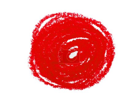Foto de Crayón abstracto sobre fondo blanco. Textura de garabato de crayón rojo. Punto pastel de cera. Es una mano dibujada. Fondo de crayón abstracto rojo - Imagen libre de derechos