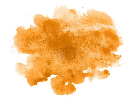 Orangefarbene Aquarellkritzeltextur. Abstraktes Aquarell auf weißem Hintergrund. Es ist eine Hand gezeichnet. Orange abstrakte Aquarell Hintergrund