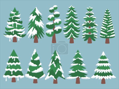 Illustration for Christmas pine tree snow watercolor - Royalty Free Image