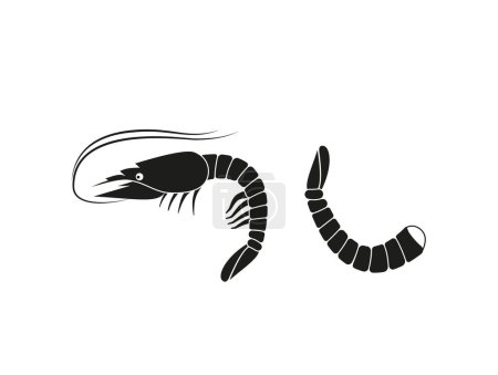 Téléchargez les illustrations : Shrimp silhouette. Isolated shrimp on white background. Prawns ps 10 - en licence libre de droit