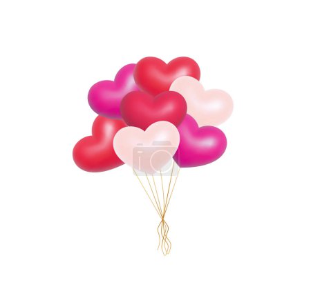 Valentine's day abstract background with red 3d balloons. Heart shape. February 14, love. Romantic wedding greeting card.Women's, Mother's day. Eps 10