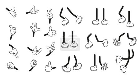 Illustration for Cartoon vector walking feet in trainers or sneakers on stick legs in various positions eps 10 - Royalty Free Image