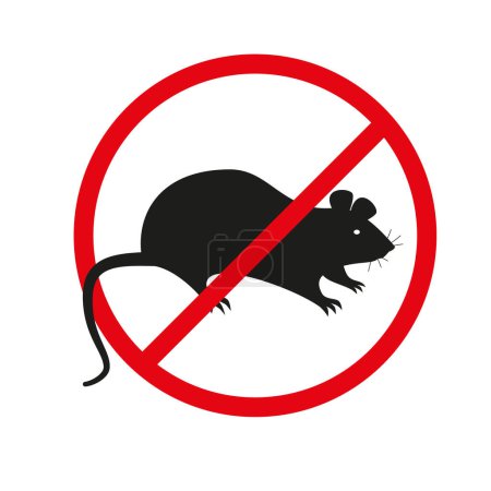 Señal de advertencia sin ratas. Prohibición de ratas letreras aisladas sobre fondo blanco. Ilustración vectorial EPS 10