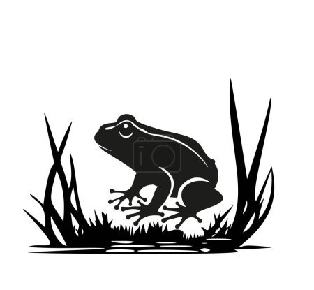 Téléchargez les illustrations : Arbre grenouille silhouette vecteur sur un fond blanc Eps 10 - en licence libre de droit
